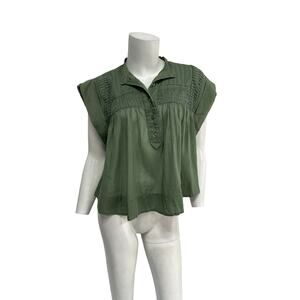 Isabel Marant Étoile 'Lapao' Green Cotton Voile Top Size 4